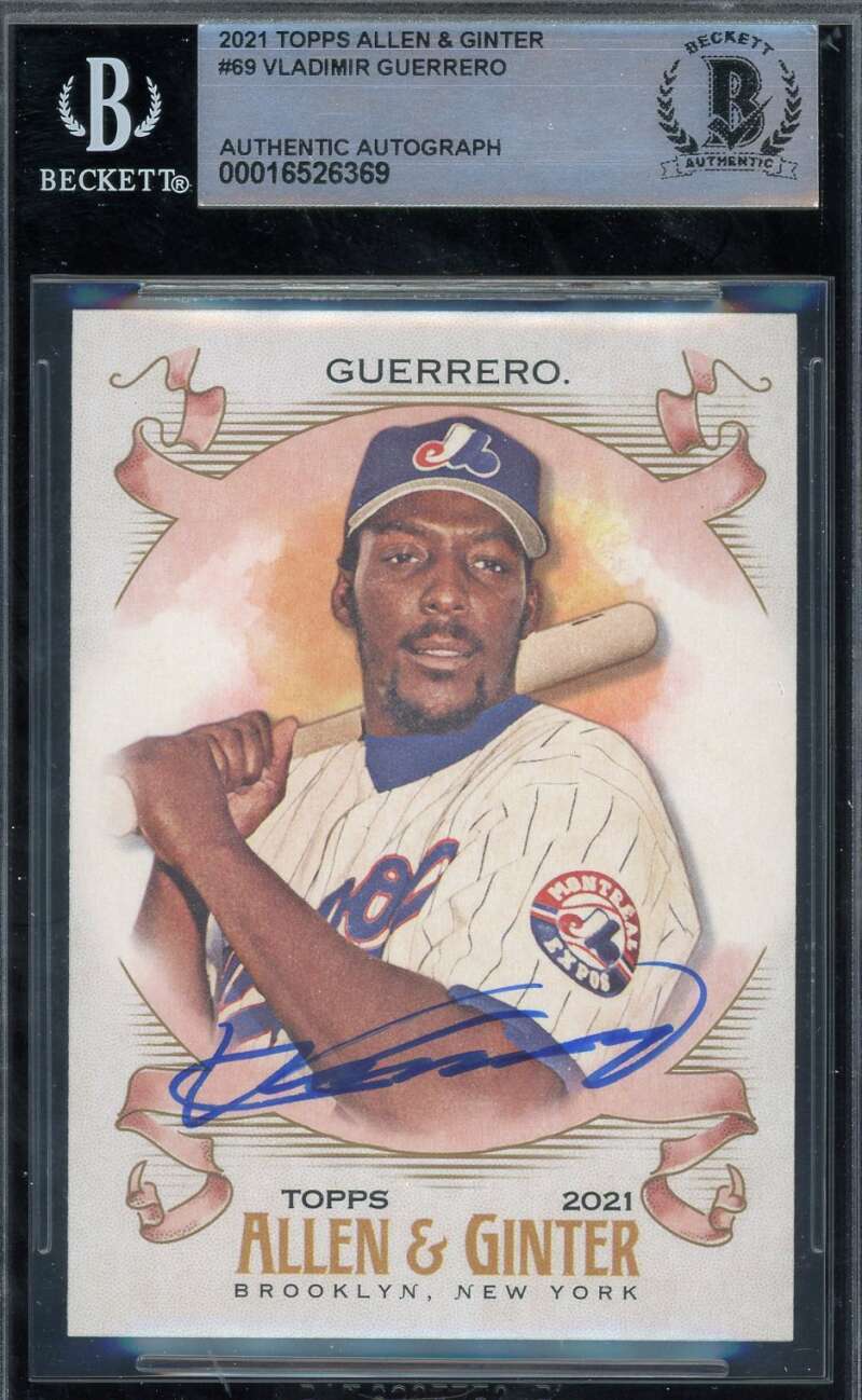 Vladimir Guerrero Beckett BAS Signed 2021 Topps Allen and Ginter Autograph