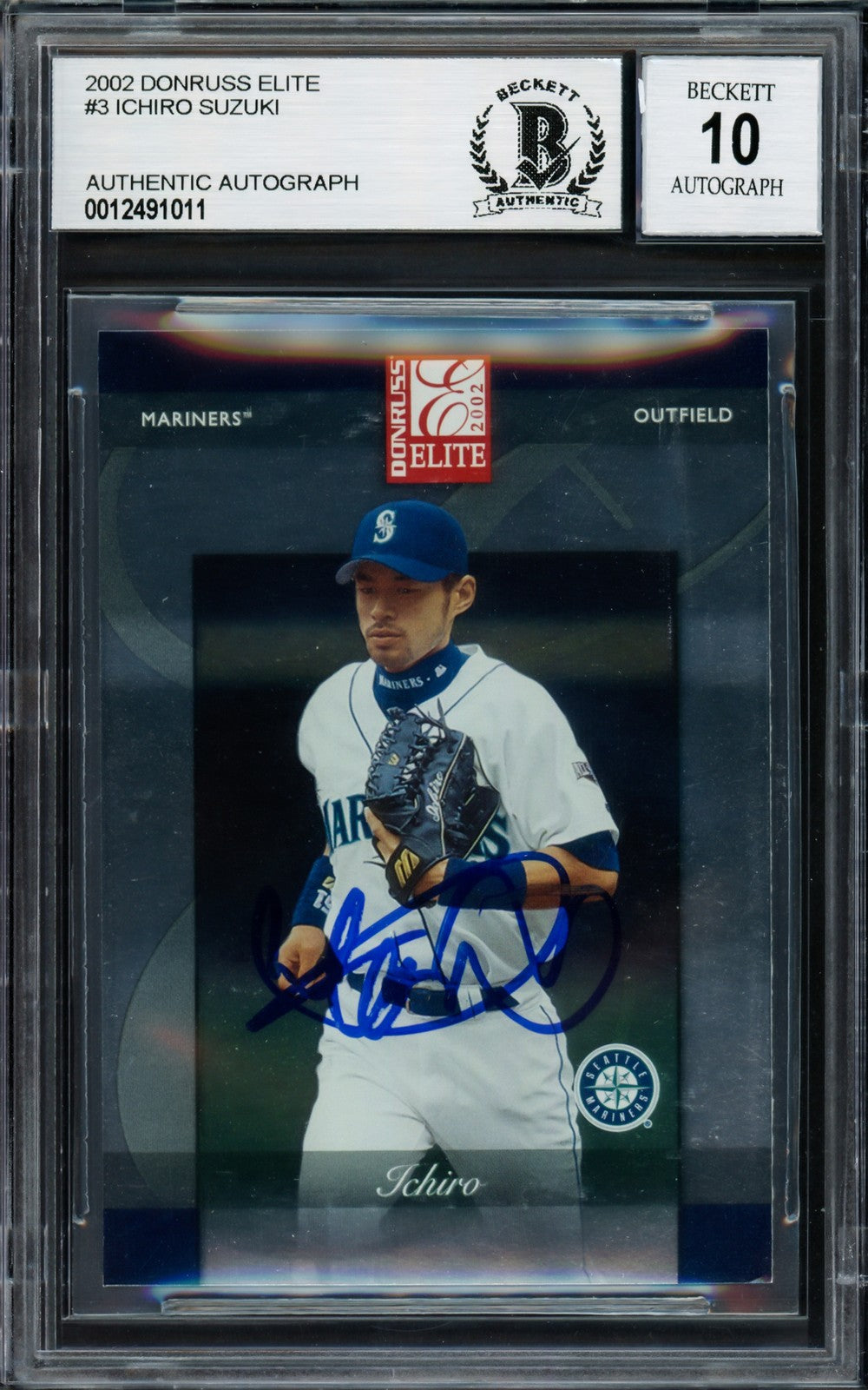 Ichiro Suzuki Signed 2002 Donruss Elite Card 3 Mariners Auto GM 10 Beckett