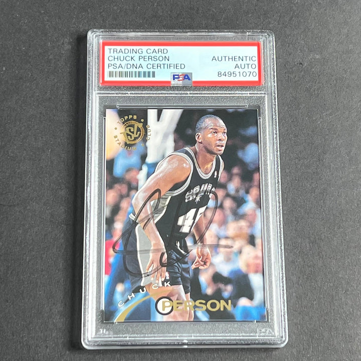 1995 Topps #282 Chuck Person Signed Card AUTO PSA Slabbed Spurs