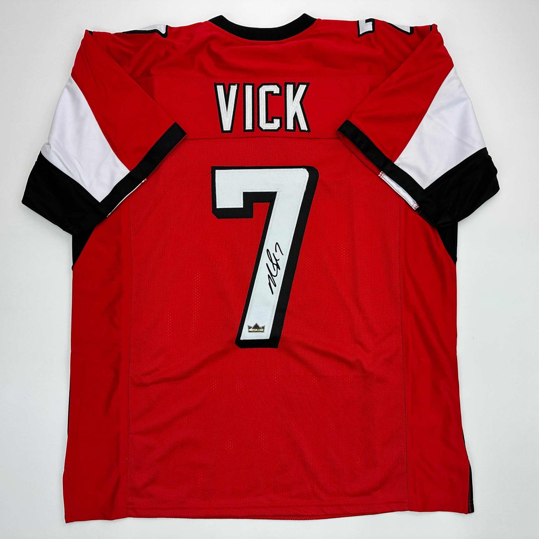 Facsimile Autographed Michael Mike Vick Atlanta Red Reprint Jersey Size Men's XL