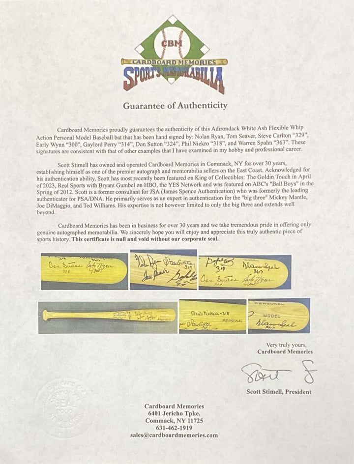 Ryan Seaver 300+ Win Pitchers Signed Adirondack Baseball Bat 8 Autograph CBM COA