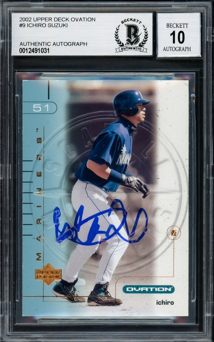 Ichiro Suzuki Signed 2002 Upper Deck Ovation Card 9 Mariners Auto GM 10 Beckett