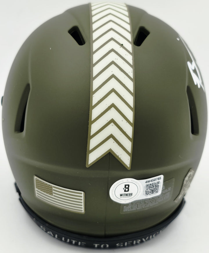 Brian Urlacher Signed Chicago Bears Camo Green Salute to Service Speed Mini