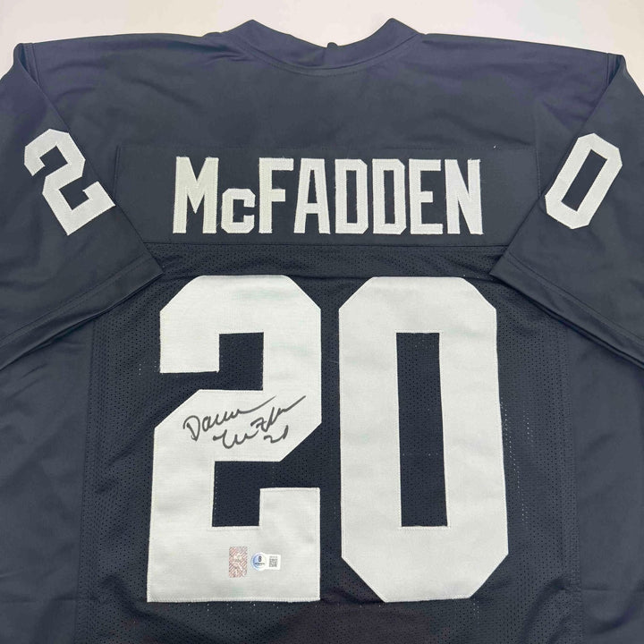 Autographed/Signed Darren McFadden Las Vegas Oakland Black Jersey BAS COA