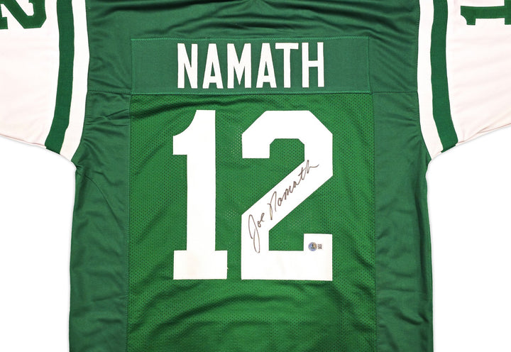 New York Jets Joe Namath Signed Green Jersey Beckett Wit