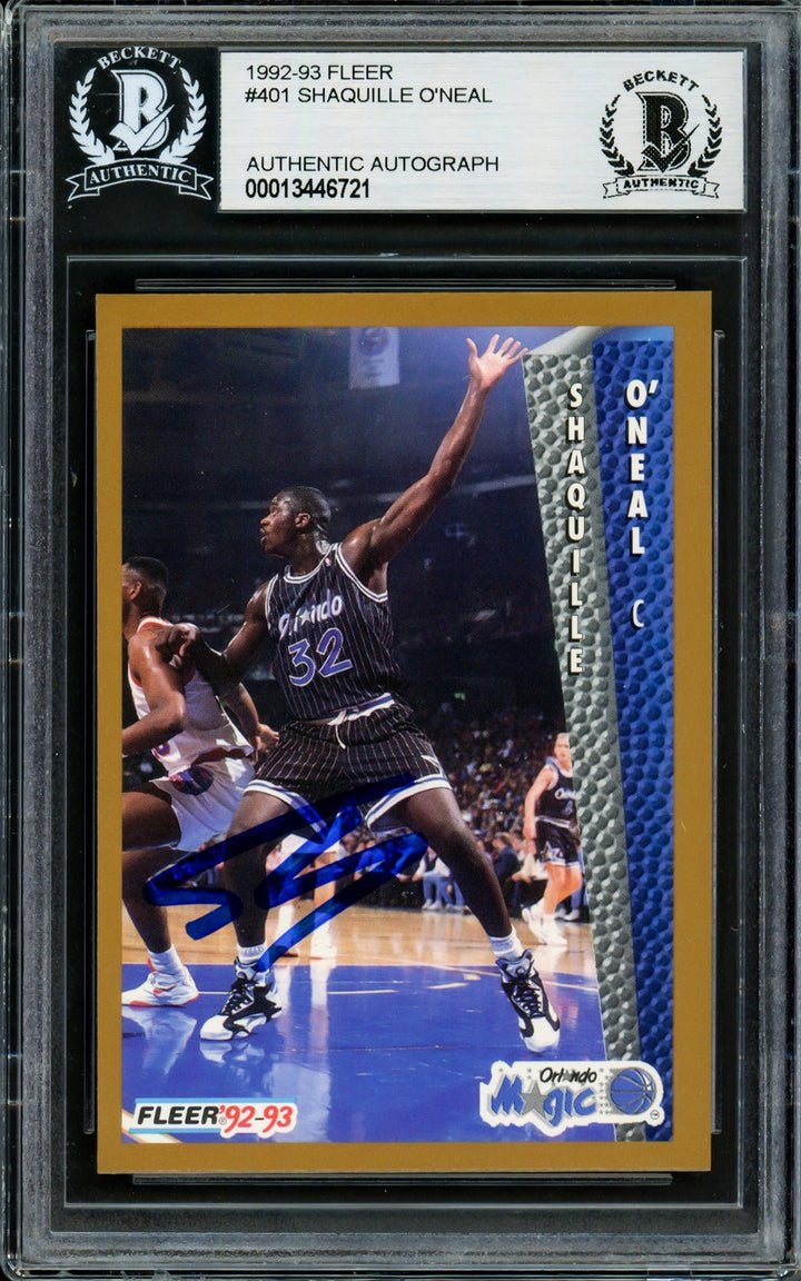 Shaquille Shaq O'Neal Signed 1992-93 Fleer RC 401 Orlando Magic Thin Sig Beckett