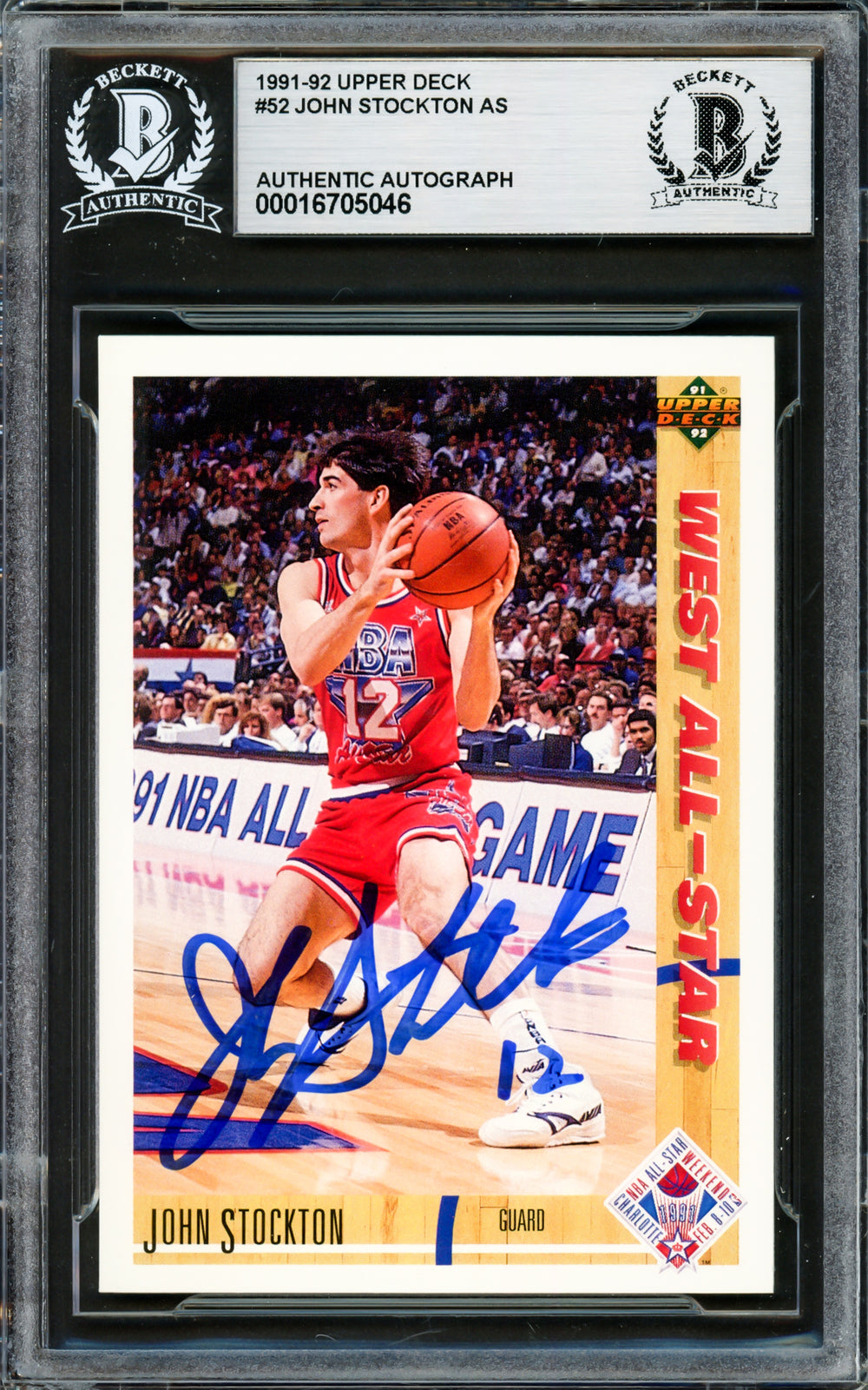 John Stockton Signed 1991-92 Upper Deck Card 52 Utah Jazz Beckett #16705046