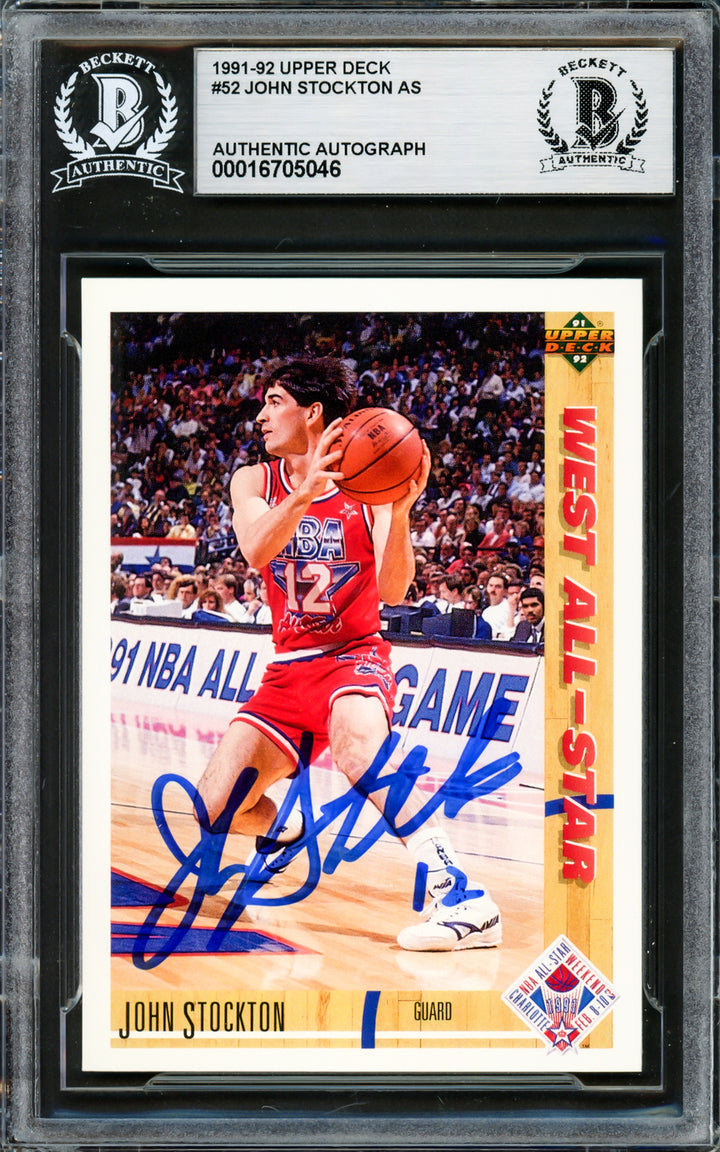 John Stockton Signed 1991-92 Upper Deck Card 52 Utah Jazz Beckett #16705046