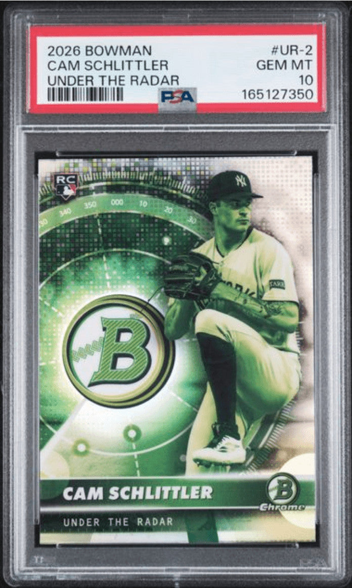 Graded 2026 Bowman Cam Schlittler #UR2 Under the Radar Rookie Card PSA 10