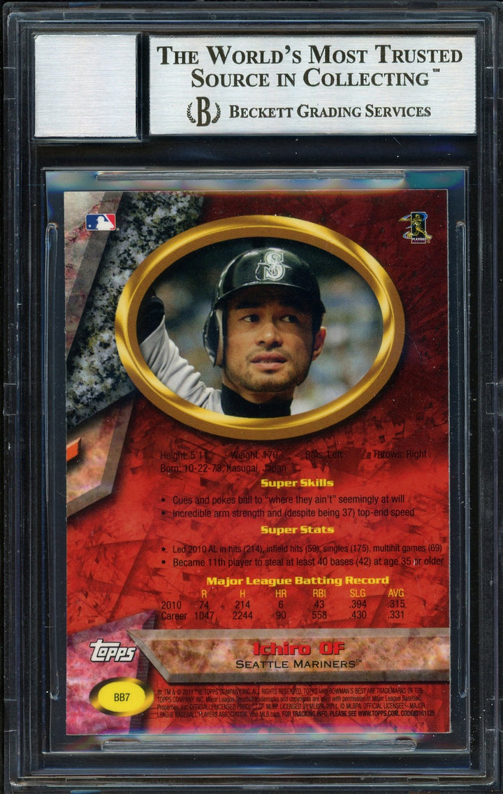 Ichiro Suzuki Signed 2011 Bowman's Best Card BB7 Mariners Auto 10 Beckett