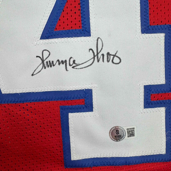 Autographed/Signed Thurman Thomas Buffalo Red Football Jersey JSA COA