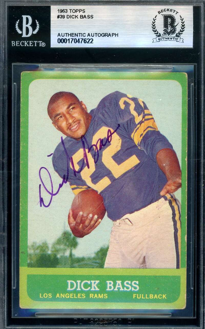 Dick Bass Beckett BAS Signed 1963 Topps Autograph