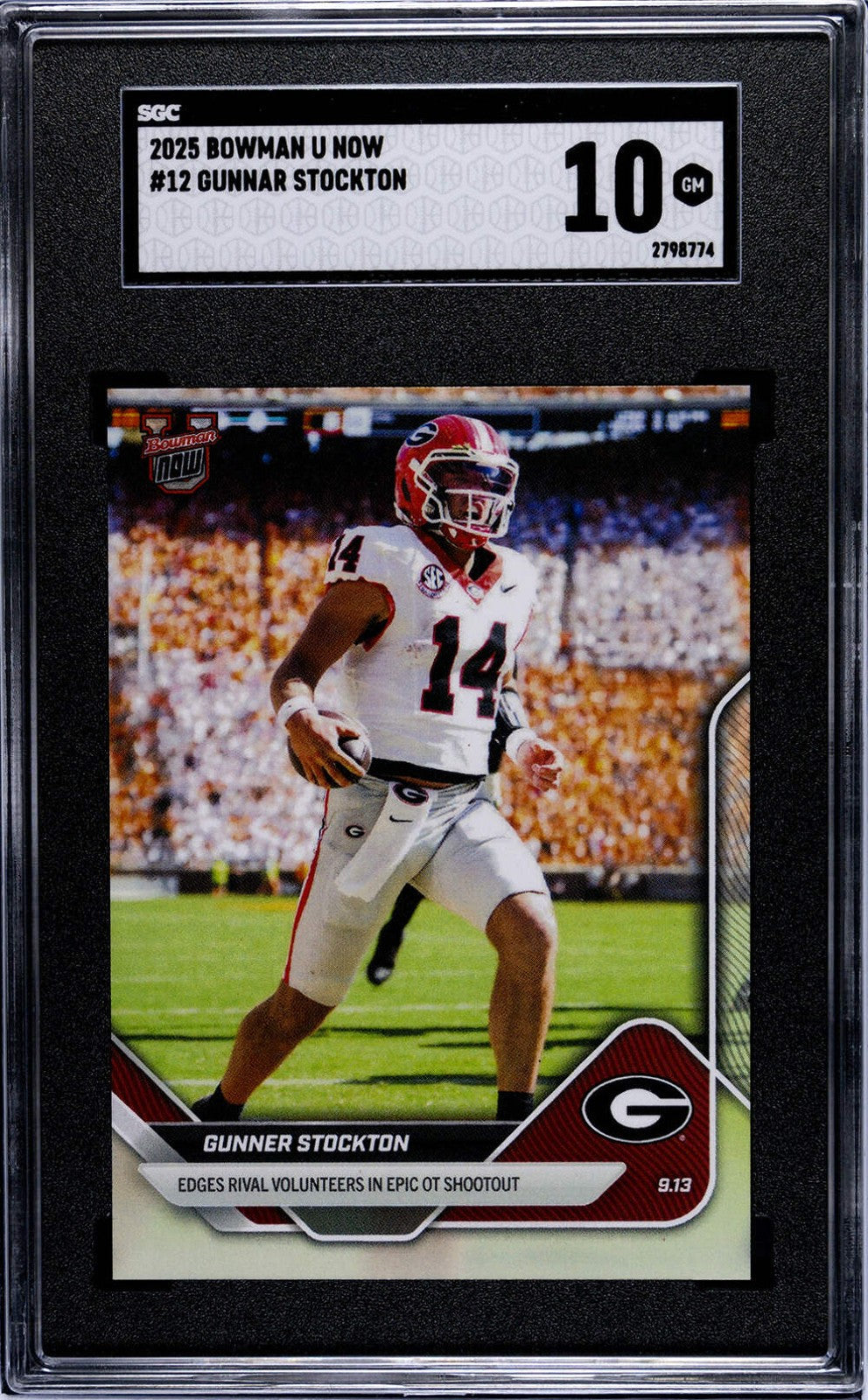 Graded 2025 Topps Bowman U Now Gunner Stockton #12 Rookie RC Card SGC 10 Mint