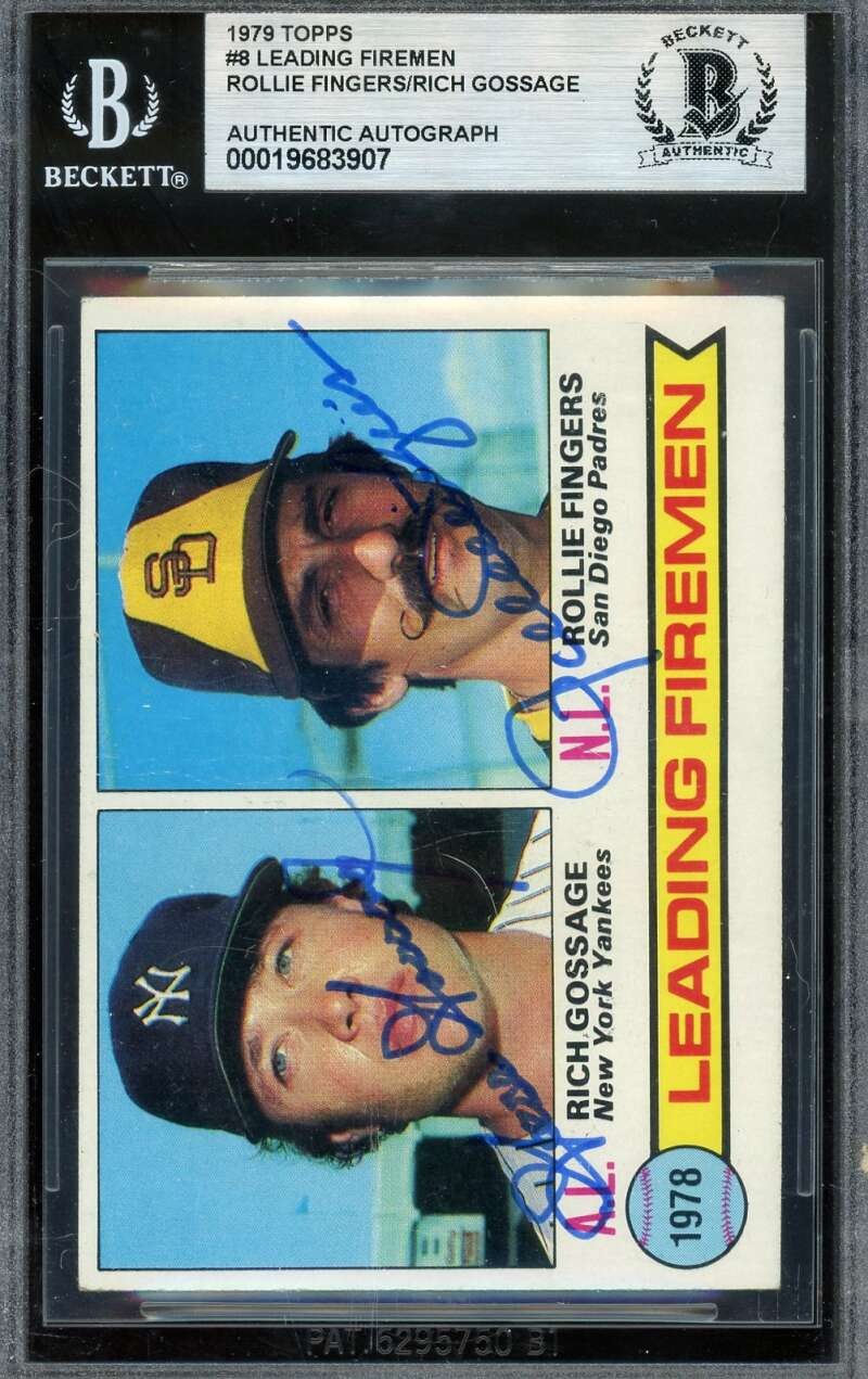 Rollie Fingers Goose Gossage Beckett BAS Signed 1979 Topps 1978 Leaders Autograp