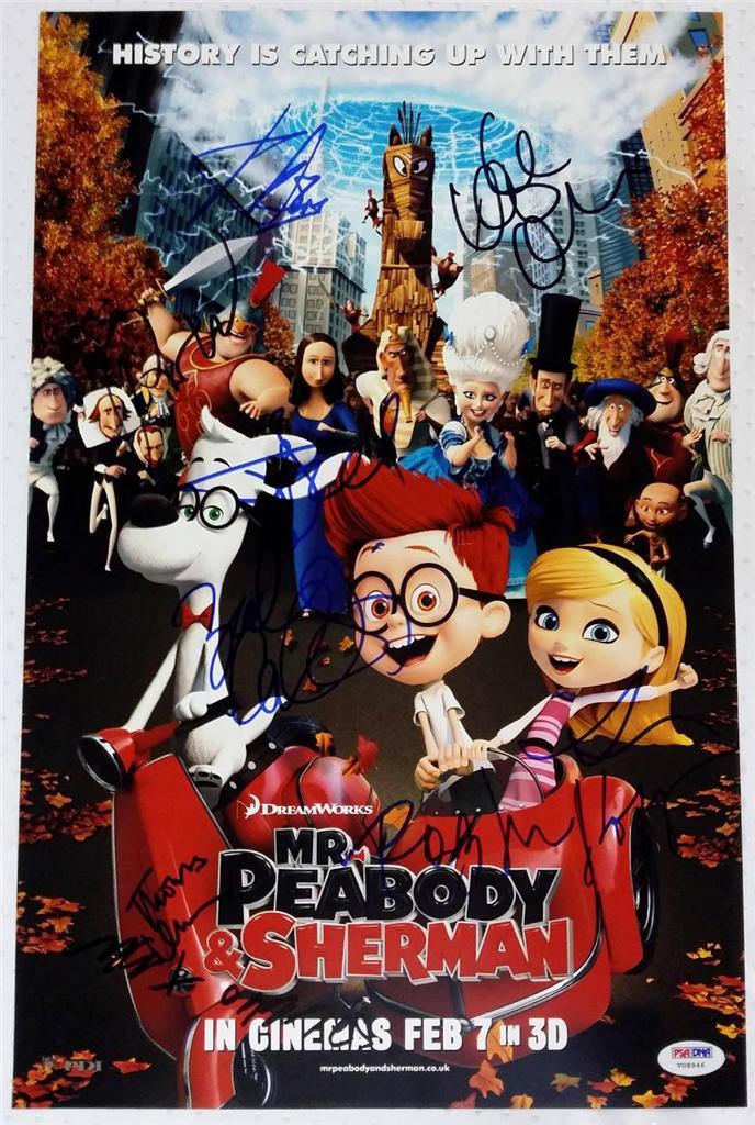MR PEABODY & SHERMAN CAST SIGNED 11x17 PHOTO PATRICK WARBURTON ARIEL WINTER PSA