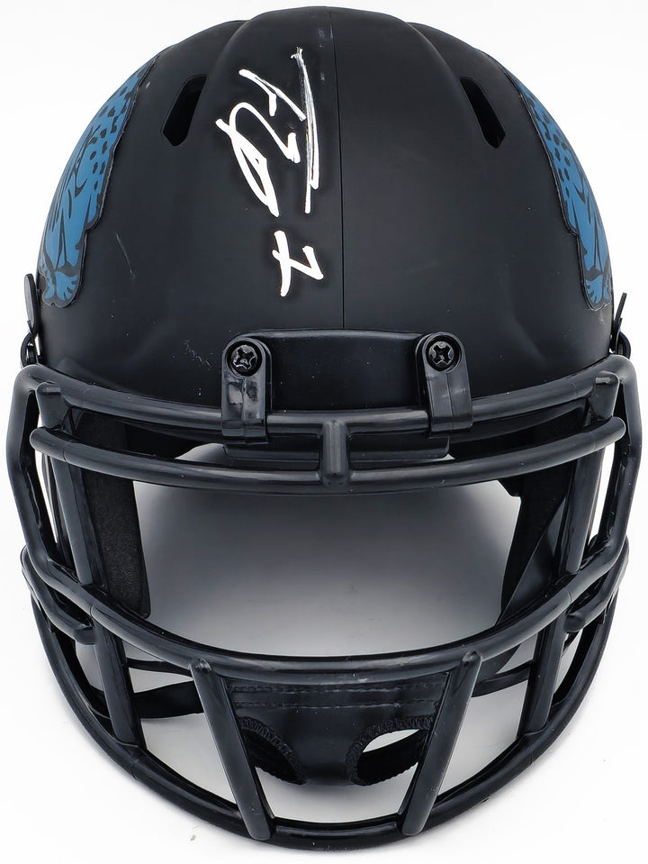 Travis Etienne Auto Jacksonville Jaguars Eclipse Black Speed Mini Helmet Beckett