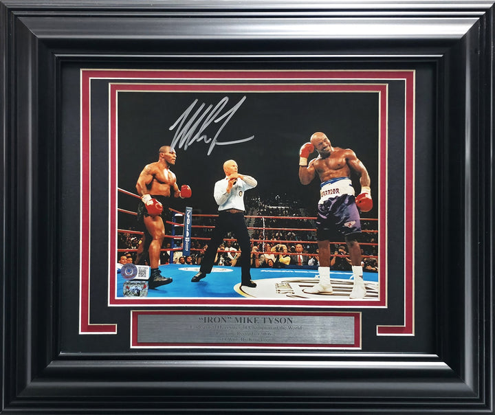 Mike Tyson Signed Framed 8x10 Photo vs Evander Holyfield Beckett BAS