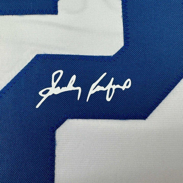 Facsimile Autographed Sandy Koufax Los Angeles LA White Reprint Auto Jersey XL