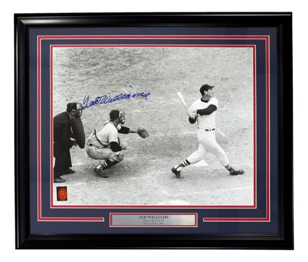 Ted Williams Signed Framed 16x20 Boston Red Sox Swing Photo 2 PSA/DNA LOA