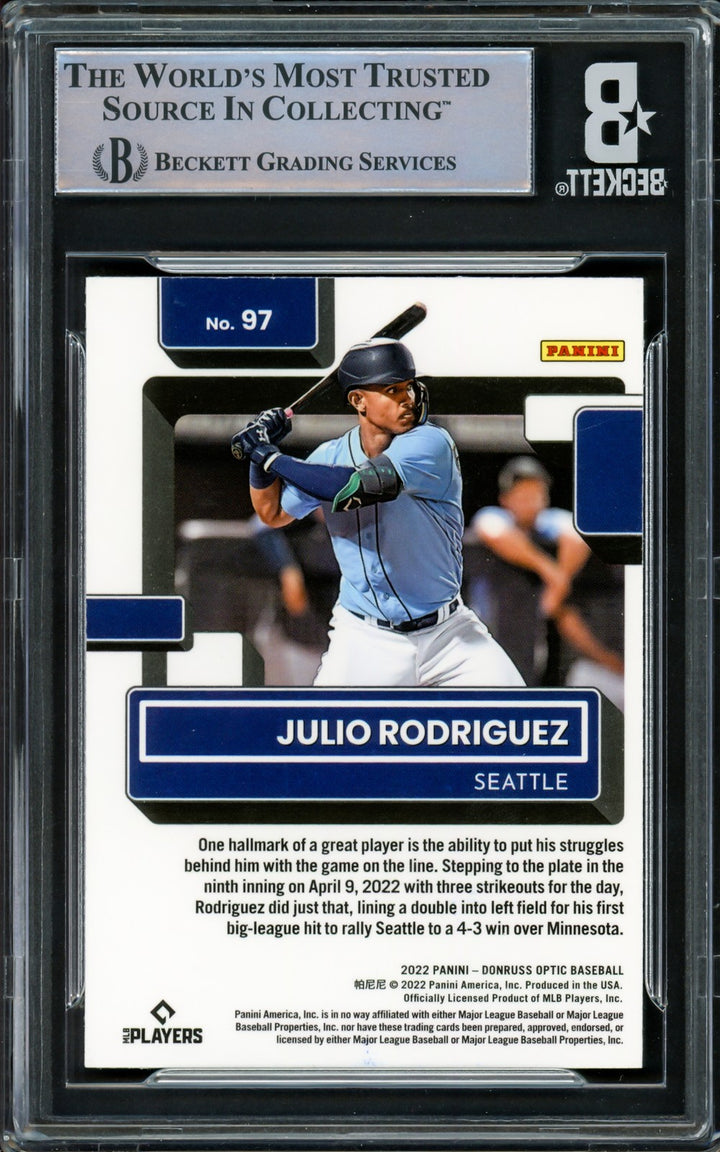 Julio Rodriguez Signed 2022 Donruss Optic RC #97 Seattle Mariners Beckett