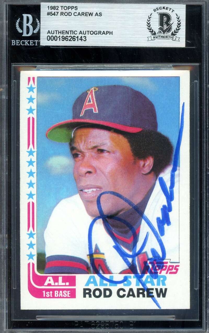 Rod Carew Beckett BAS Signed 1982 Topps All Star Autograph