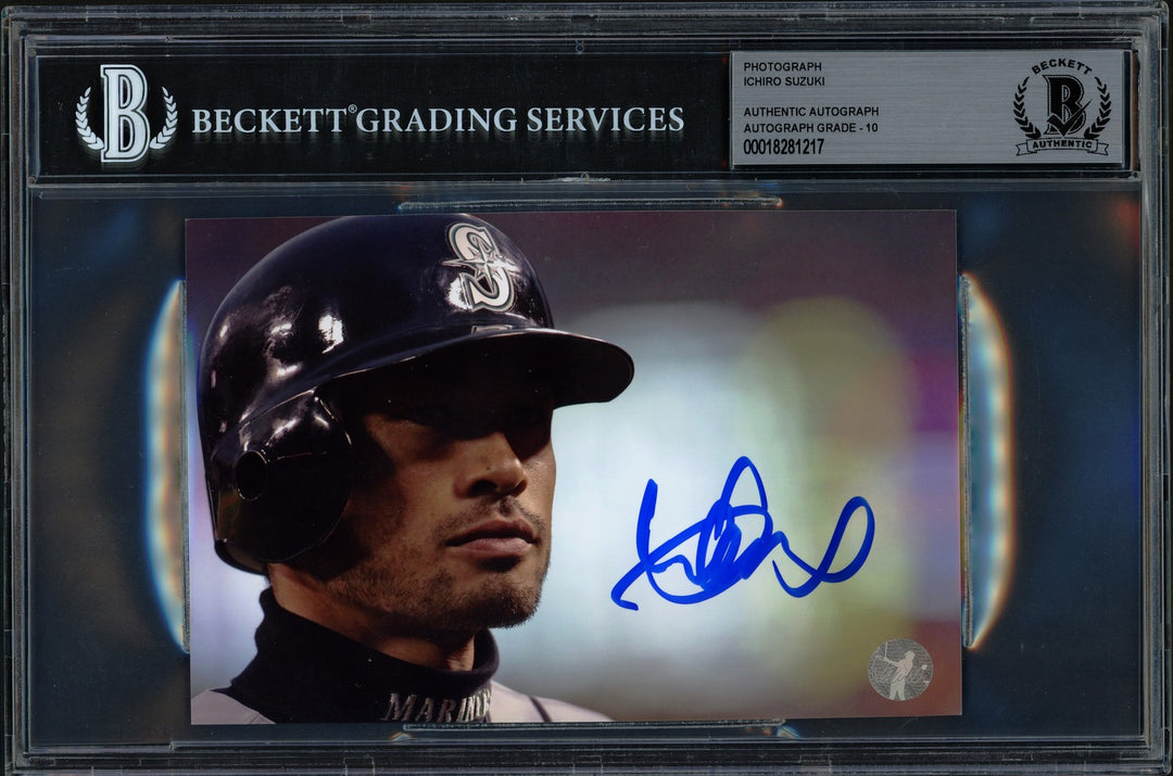 Ichiro Suzuki Autographed Signed 4x6 Photo Seattle Mariners Auto GM 10 Beckett