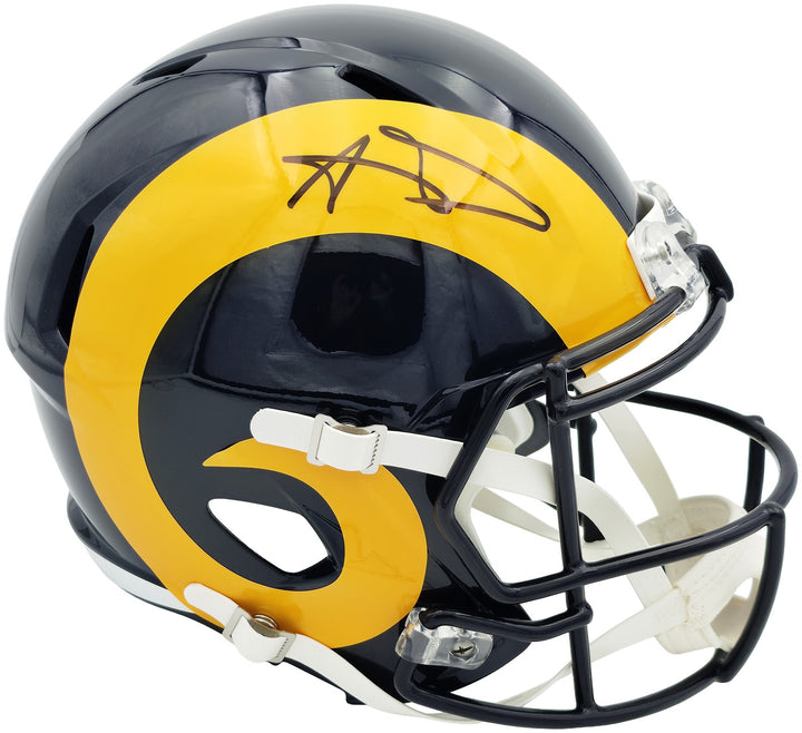 Aaron Donald Auto Rams Blue 1981-99 Full Size Speed Replica Helmet Beckett Wit