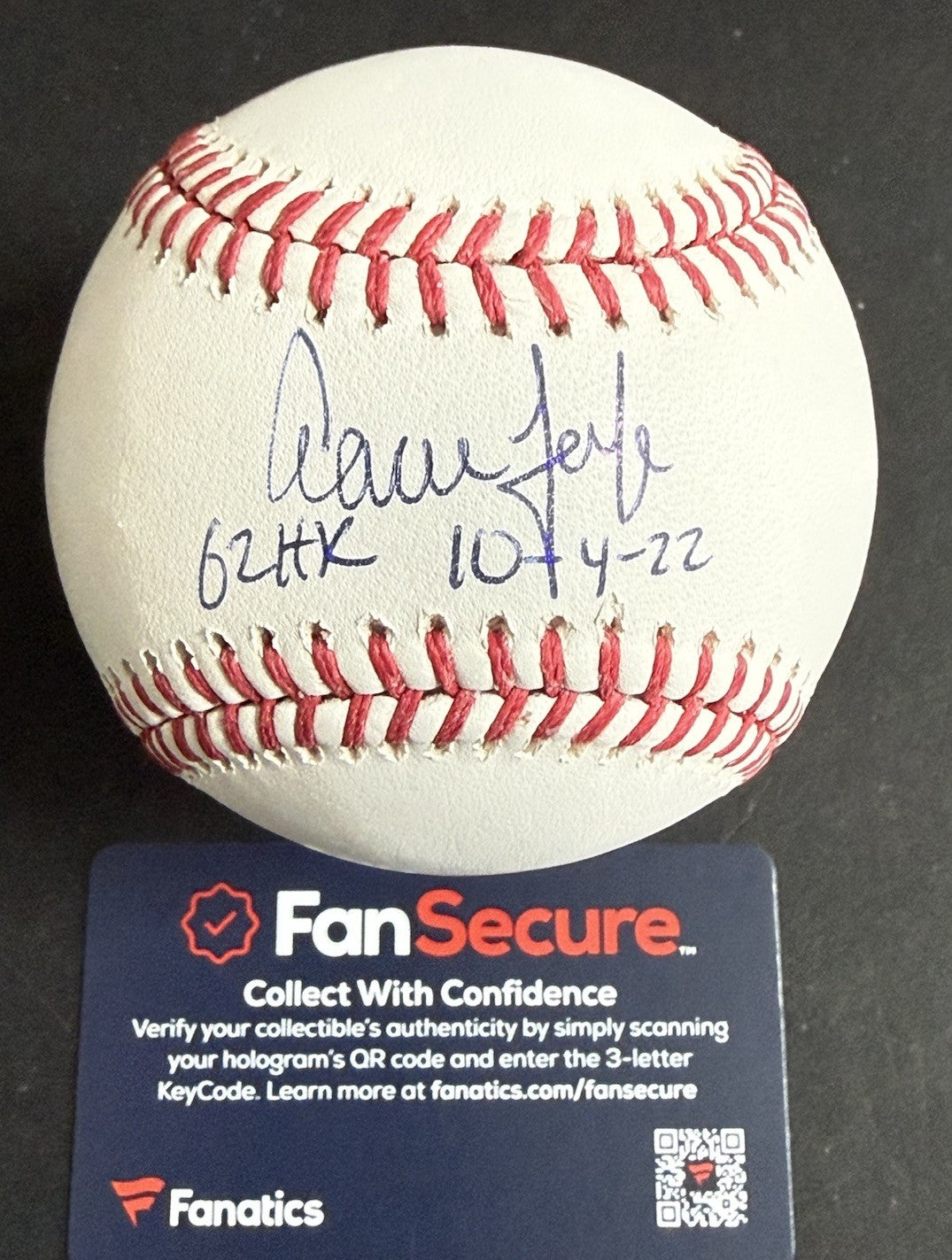 Aaron Judge Signed Official MLB Baseball Yankees 62 HR 10-4-22 Auto Fanatics COA