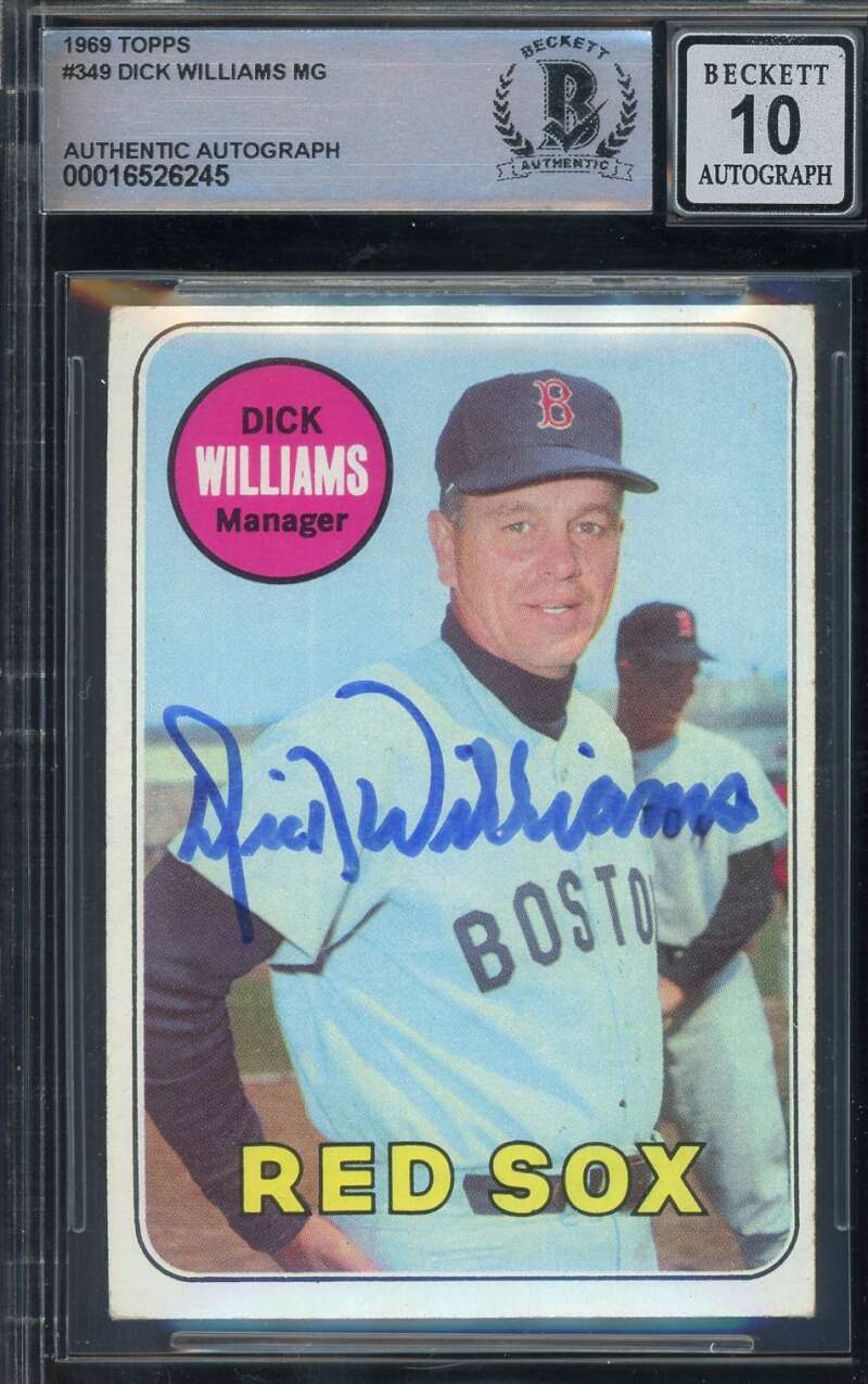 Dick Williams Gem Mint 10 Beckett BAS Signed 1969 Topps Autograph