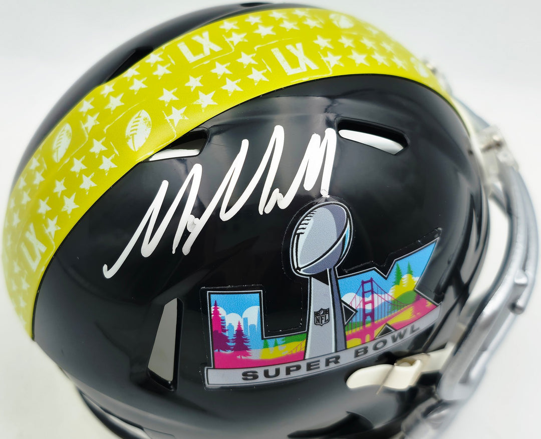 Mike Macdonald Signed Seahawks Black SB LX Speed Mini Helmet BAS Witness