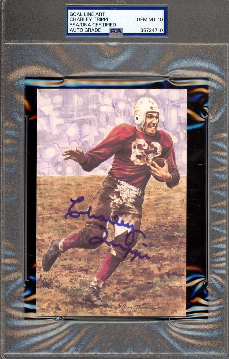 Charley Trippi Gem Mint 10 PSA DNA Autograph Goal Line Art Card GLAC Signed
