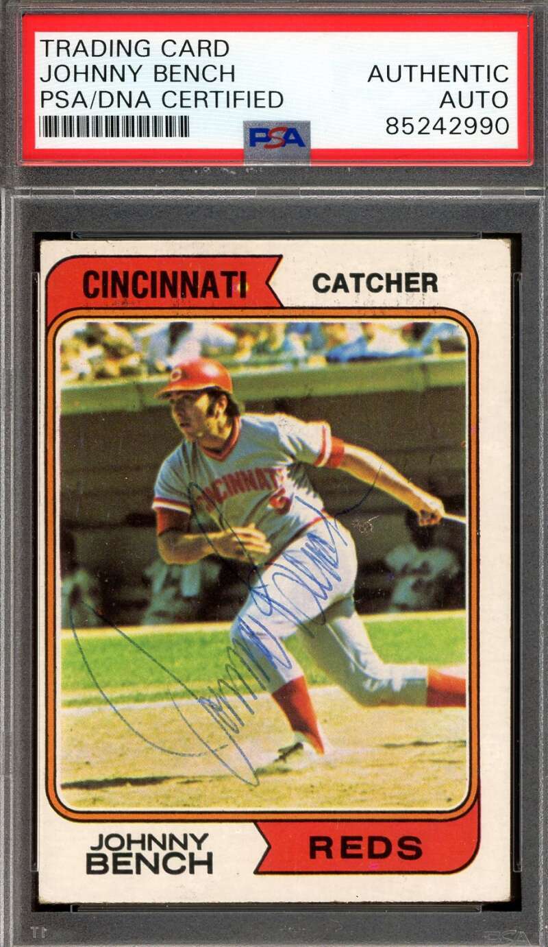 Johnny Bench PSA DNA Vintage Signed 1974 Topps Autograph