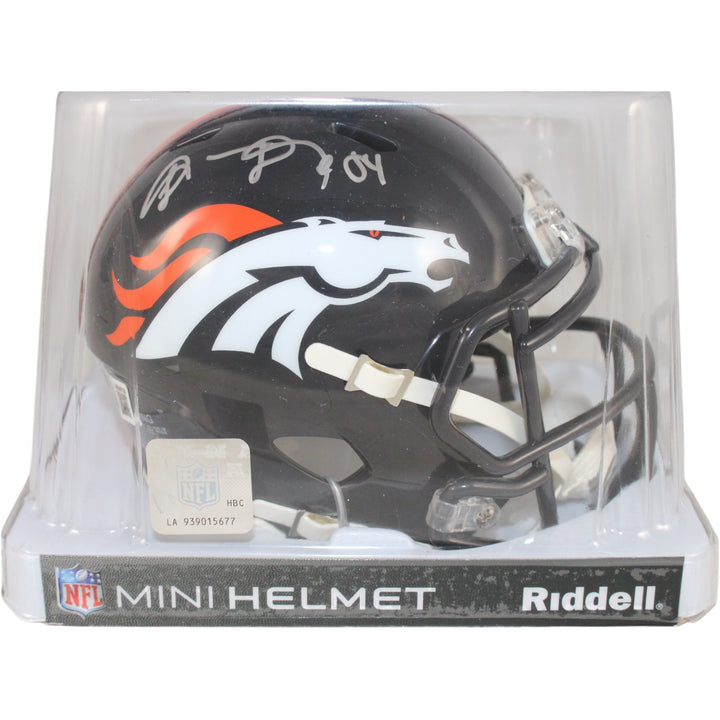 Shannon Sharpe Autographed Denver Broncos TB Mini Helmet Beckett Witness 50802