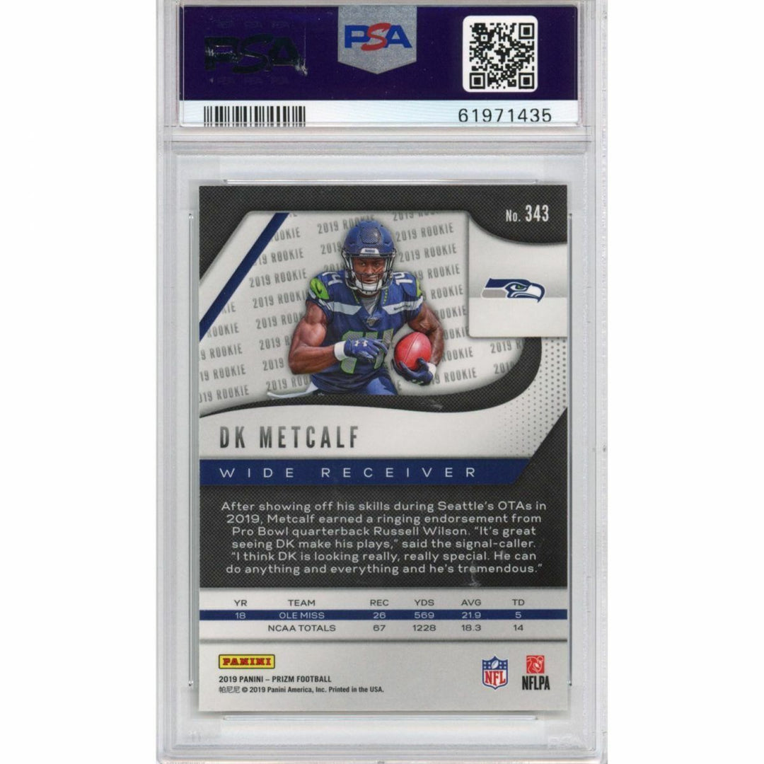 Graded 2019 Panini Prizm DK D.K. METCALF #343 Rookie RC Football Card PSA 10