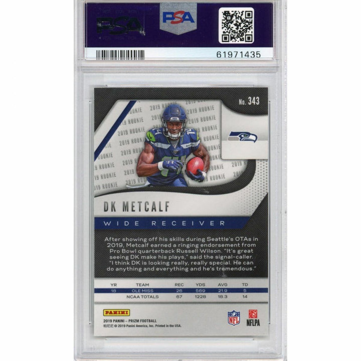 Graded 2019 Panini Prizm DK D.K. METCALF #343 Rookie RC Football Card PSA 10