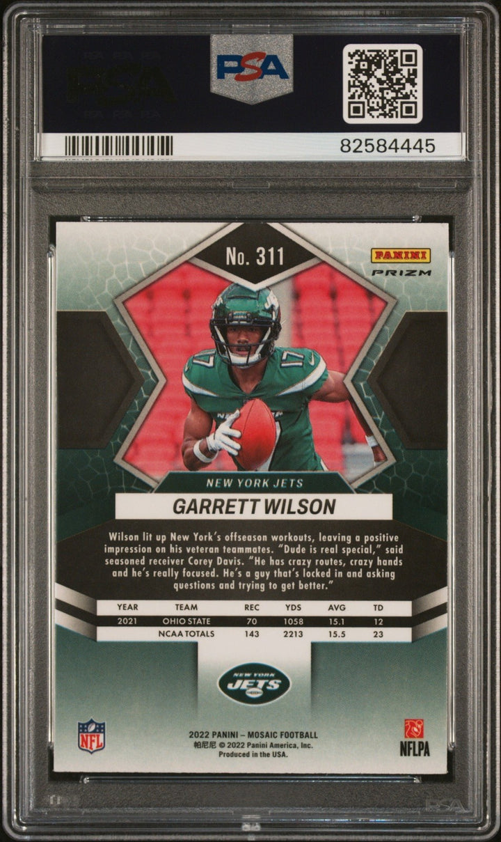 Graded 2022 Panini Mosaic Garrett Wilson #311 Green Mosaic Card PSA 10