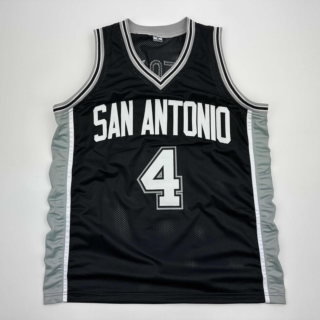 Facsimile Autographed De'Aaron Fox San Antonio Black Reprint Jersey Size Mens XL
