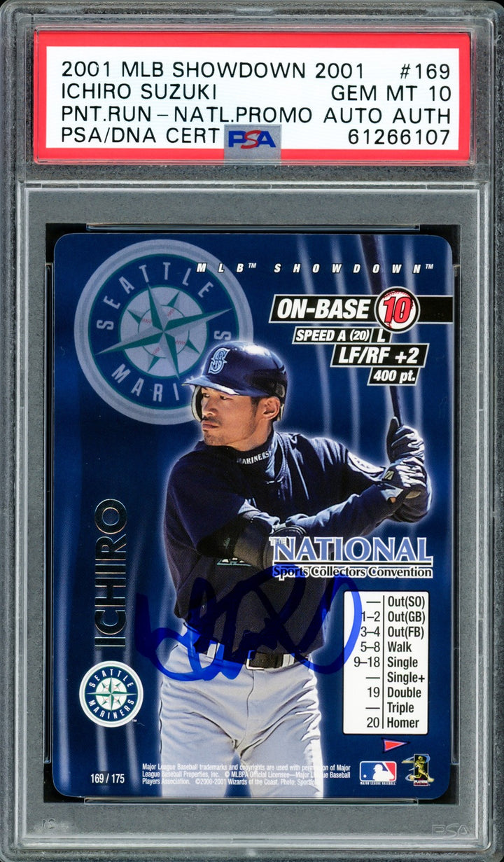Ichiro Suzuki Auto Signed 2001 MLB Showdown National Promo RC 169 PSA 10 PSA/DNA