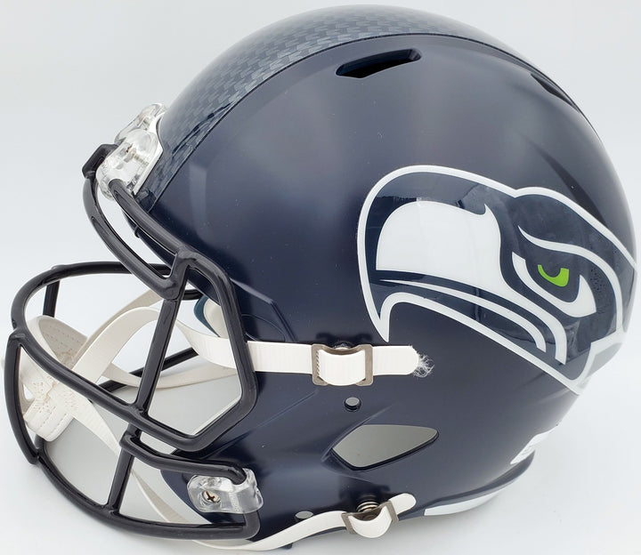 Russell Wilson Signed Seattle Seahawks Speed Full Size Helmet In Silver RW Holo