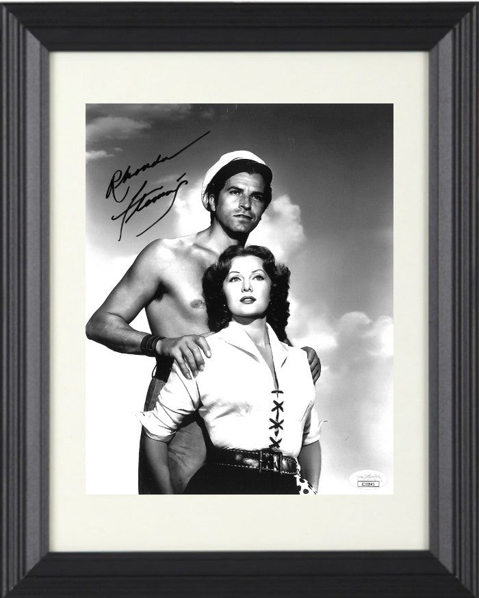 Rhonda Fleming signed JIVARO B&W 8x10 Photo Framed - JSA (w/ Fernando Lamas)