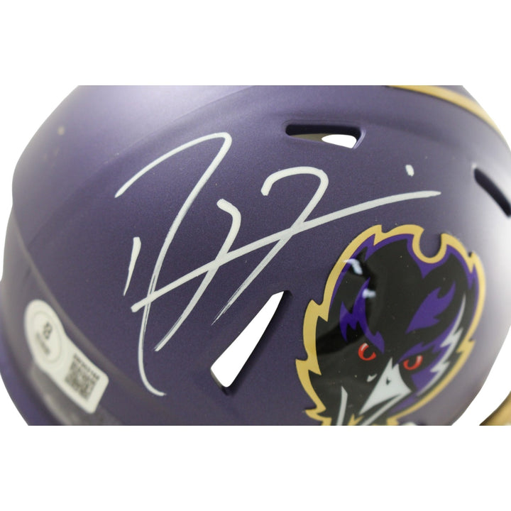 Ray Lewis Autographed Baltimore Ravens 24 Alt Mini Helmet Beckett WIT 55626