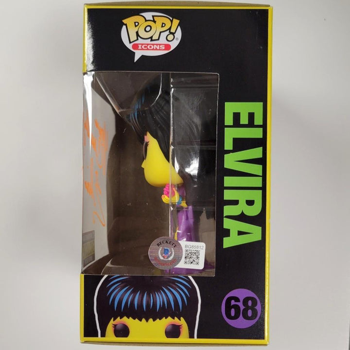 Elvira signed "Yours Cruelly" Black Light Funko Pop autograph O ~ BAS Holo
