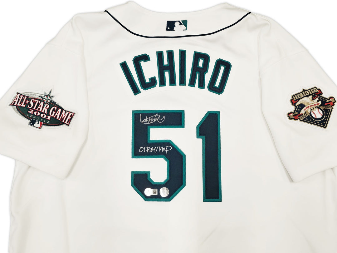 Mariners Ichiro Suzuki Auto White M&N Cooperstown 2001 ASG Jersey 52 01 ROY/MVP