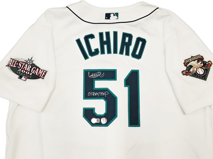 Mariners Ichiro Suzuki Auto White M&N Cooperstown 2001 ASG Jersey 52 01 ROY/MVP