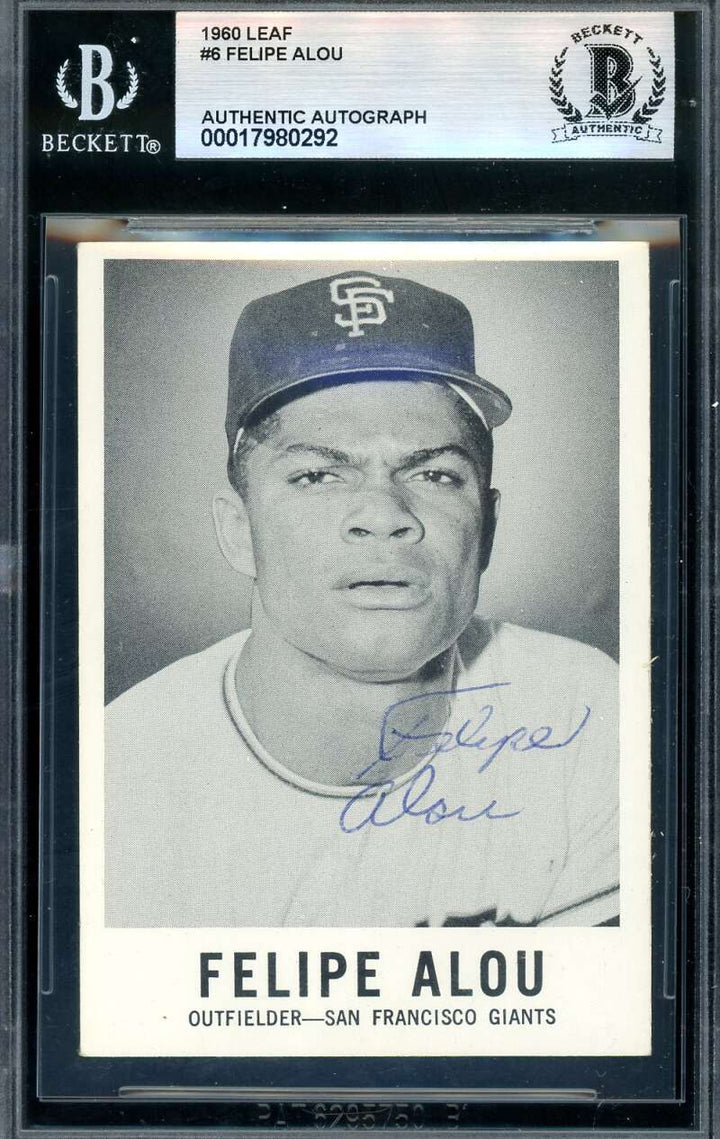 Felipe Alou Beckett BAS Vintage Signed 1960 Leaf Autograph