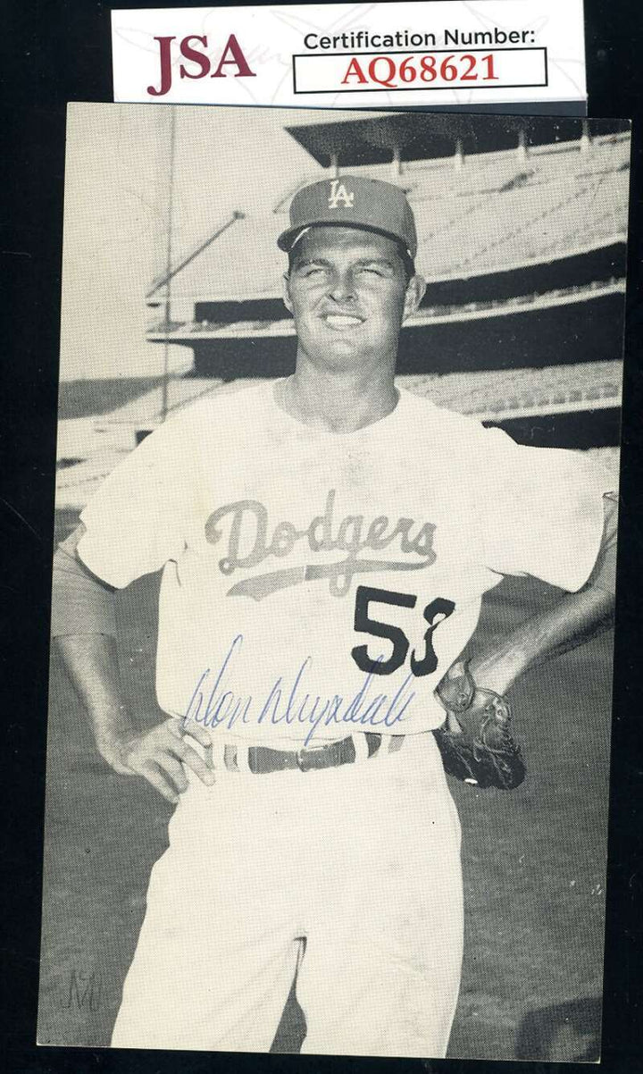 Don Drysdale JSA Cert Signed  Vintage 3x5 Photo Postcard Autograph Dodgers