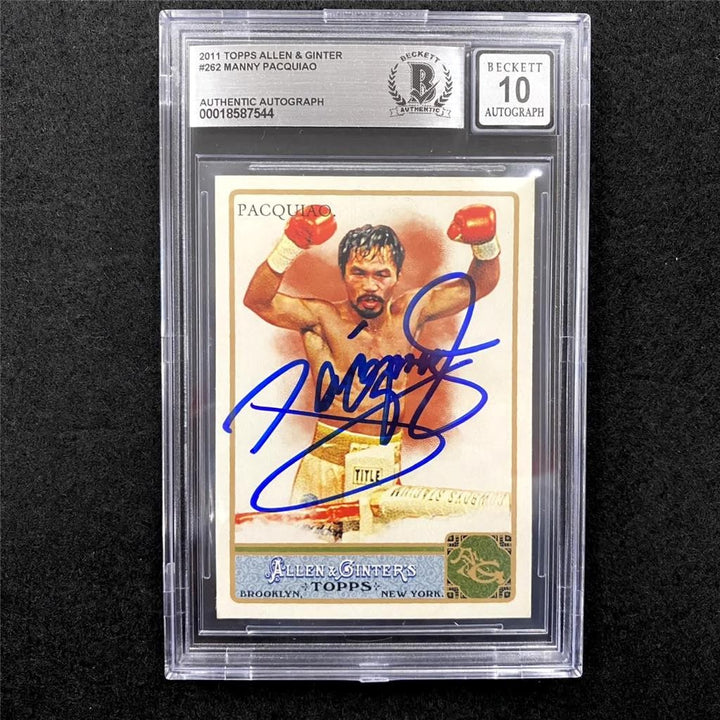 Manny Pacquiao signed 2011 Topps Allen Ginter #262 RC card ~ Beckett BAS 10 auto