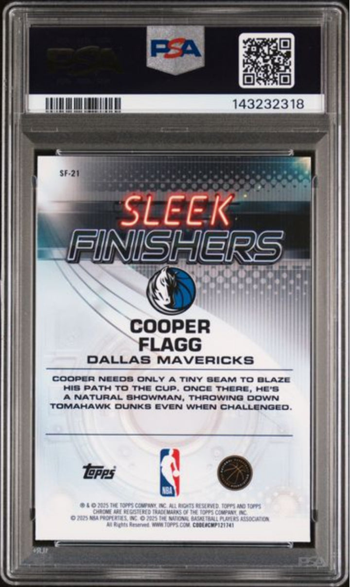 Graded 2025 Topps Chrome Cooper Flagg #SF21 Finishers Basketball Card PSA 10