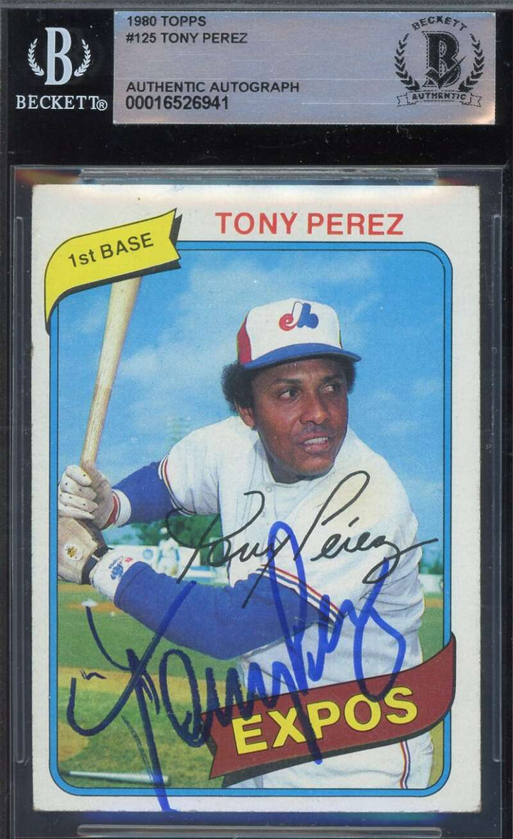Tony Perez Beckett BAS Signed 1980 Topps Autograph