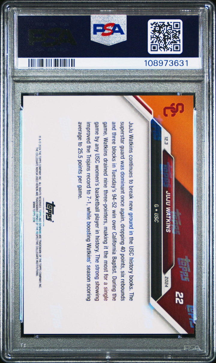 Graded 2024 Topps Bowman U Now JuJu Watkins #22 Rookie RC Basketball Card PSA 10